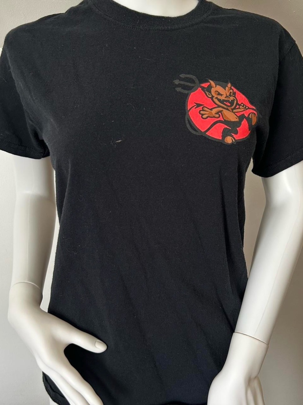 Black Short‑Sleeve Tee with Red Devil Logo